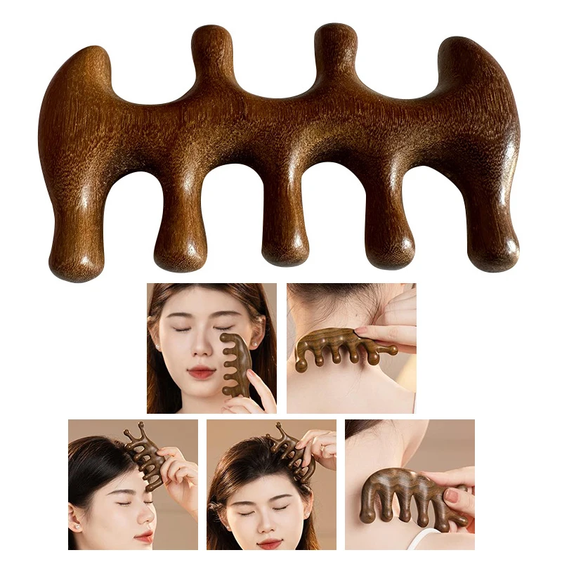 1Pc Wood Body Meridian Massage Wide Tooth Comb Face Eye Shoulder Neck Comb Acupuncture Therapy Blood Circulation Guasha Tool