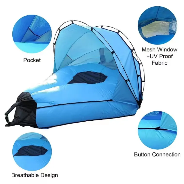 New Lazy Fast Inflatable Sofa Bed Beach Sleeping Bag Outdoor Camping Sofa Uv Protection Shade Music Festival