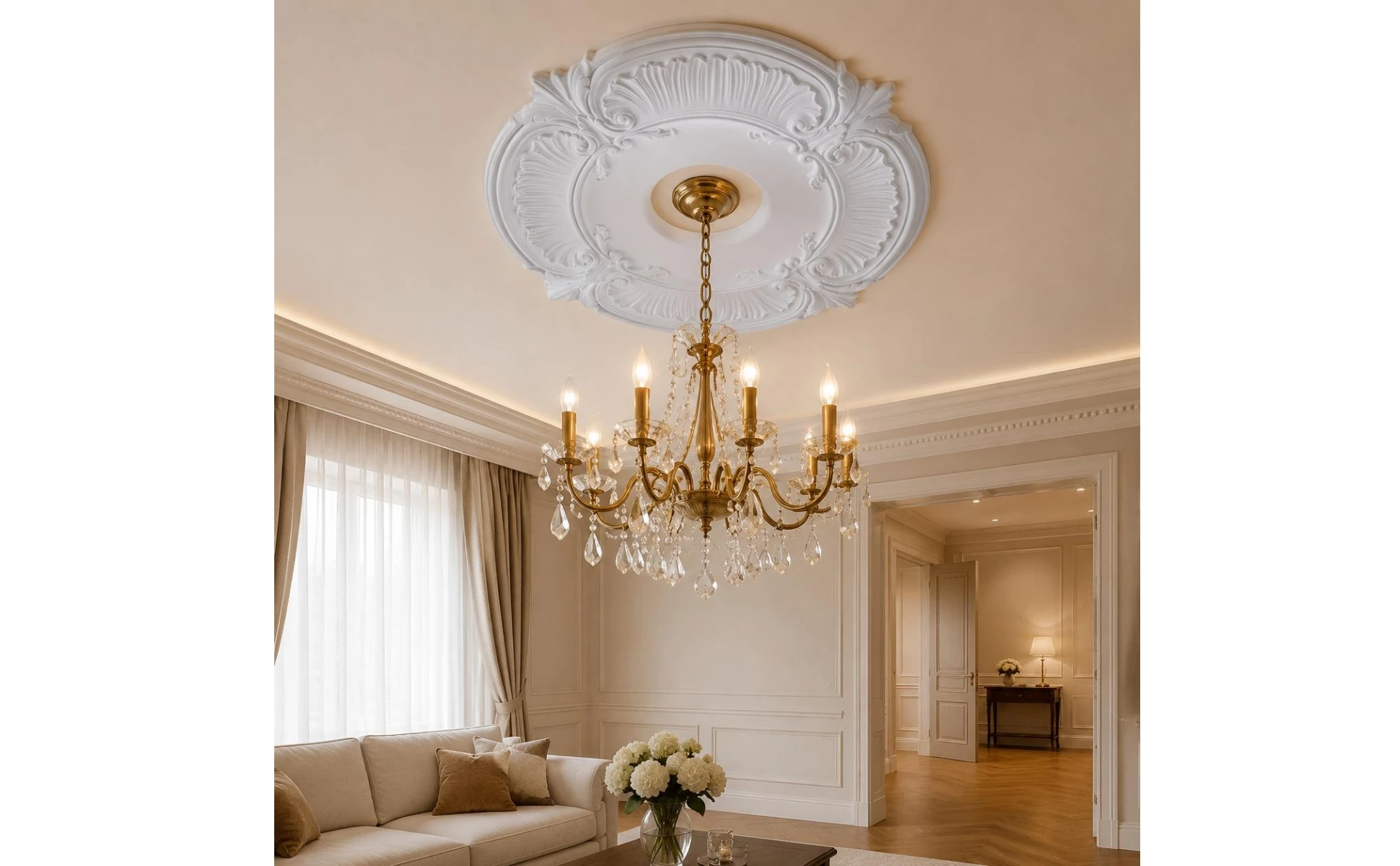 Round PU Ceiling Medallion Scroll Decorative Ceiling Medallion Light Plate Lightweight Trim Collar Easy to Install Round PU Ceiling Medallion Scroll Decorative Ceiling Medallion Light Plate Lightweight Trim Collar Easy to Install