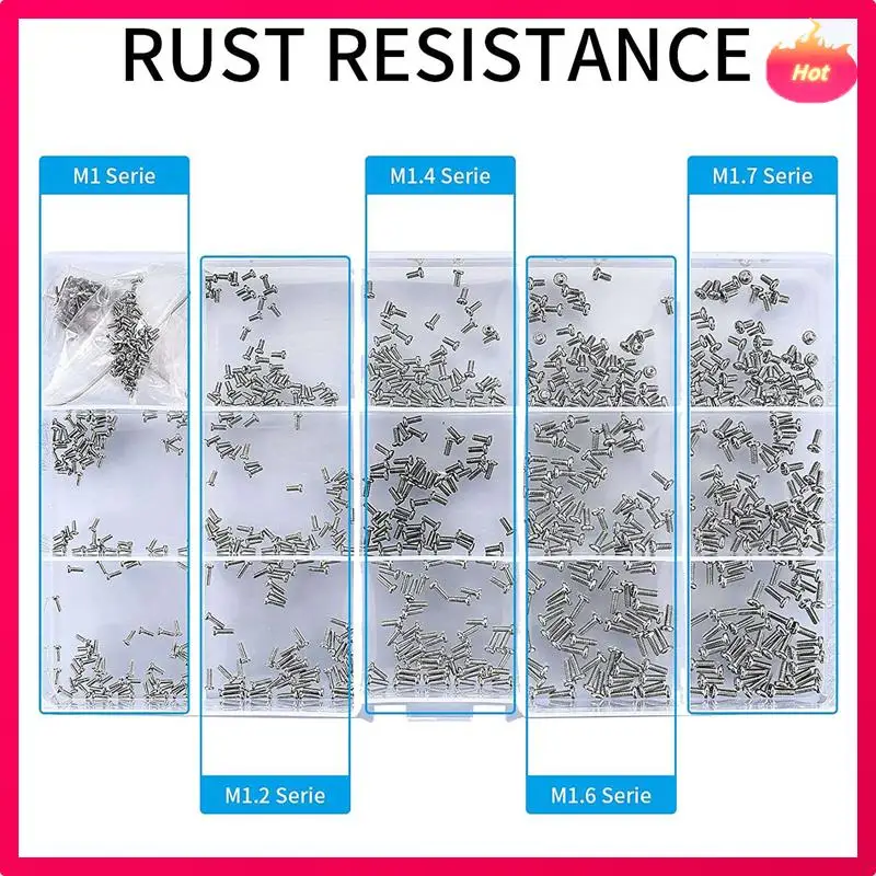 800-delige kleine schroeven voor elektronica, kleine mini-pankopmachineschroevenset voor brillen, horloges, klokken, reparatieaccessoires