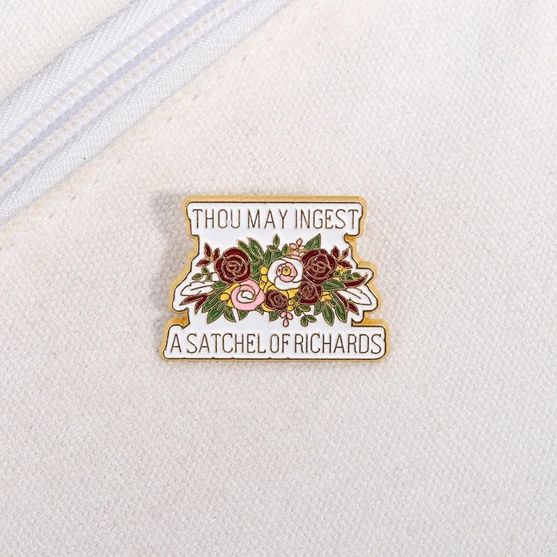 Thou May Ingest A Satchel Of Richards Enamel Pins Custom Rose Bouquet Flower Brooches Jacket Lapel Badge Jewelry Gift Friends