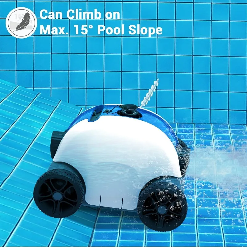 Vácuo de piscina automático com fio robótico, limpeza poderosa com motores de acionamento duplo, IPX8 impermeável para acima e no solo