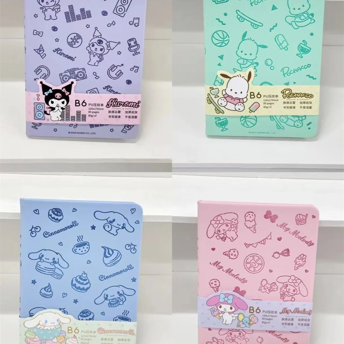 2024 Sanrio My Melody Kuromi Cinnamoroll Notebook Cute B6 PU Journal Diary Agenda Planner Paper School Student Office Stationery