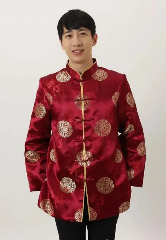 Hot Sale Chinese Tang Suit Men Tradtional Silk Satin Jacket Kung Fu Coat Casual Clothing Birthday Party Jackets Size S-XXXL