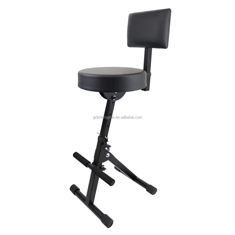 Foldable Guitar Stool with Backrest for Musicians Portable Adjustable Height Seat for Practice Performance Comfortable