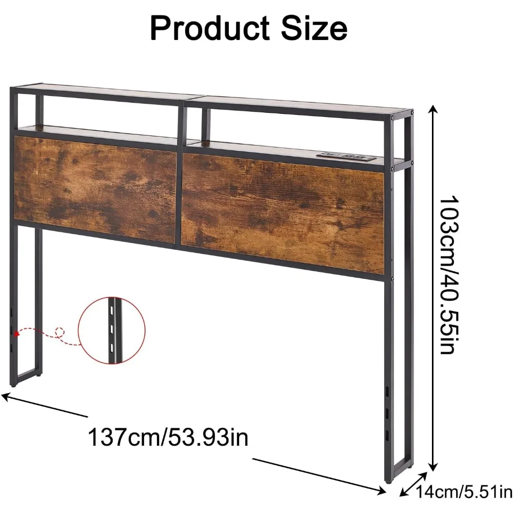 LED  Headboard Only, Headboard with Lights, Storage  with USB