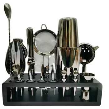 Wholesale Top selling Mixology Unique Stainless Steel Cocktail Shaker Set Cocktail  Kit With Stand