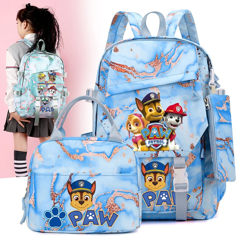 

3PCS Cute PAW Patrol Backpack Lunch Bags Pencil Case Set for Students Cartoon Schoolbag Bento Pouch Suit Fashion School Supplies