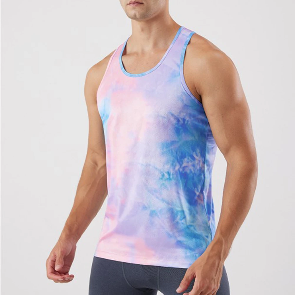 Quick Drying Tank Top Bodybuilding Vest For Holiday For Vacation Casual Style Elastic Marathon O Neck Polyester Fabric