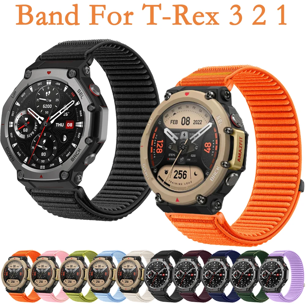 الفرقة ل Amazfit T-rex 3 2 1 الرياضة النايلون جديلة تنفس معصمه ل Amazfit T-rex 1 2 3 العالمي الرجال النساء الذكية الفرقة