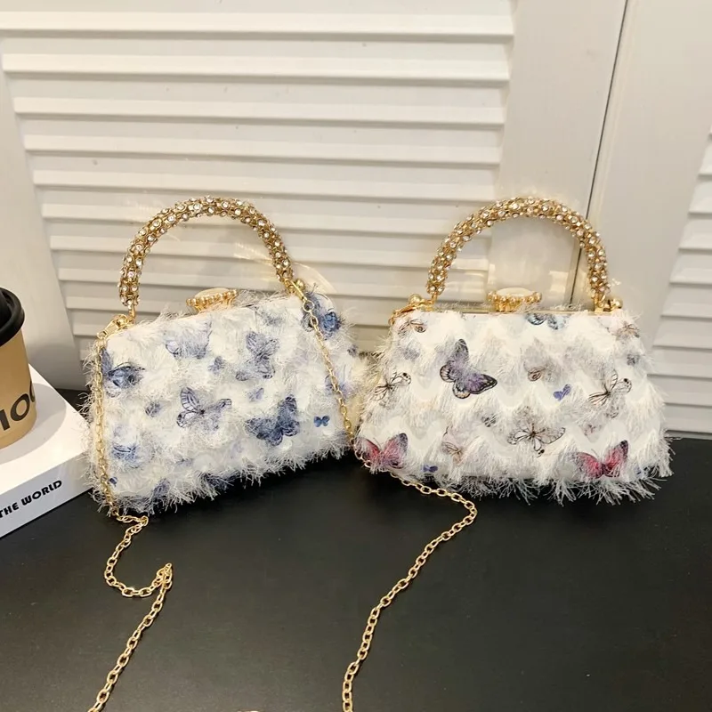 

2025 New Luxury Women's Butterfly Hardware Chain Handbag Fashion Single Shoulder Banquet Bag