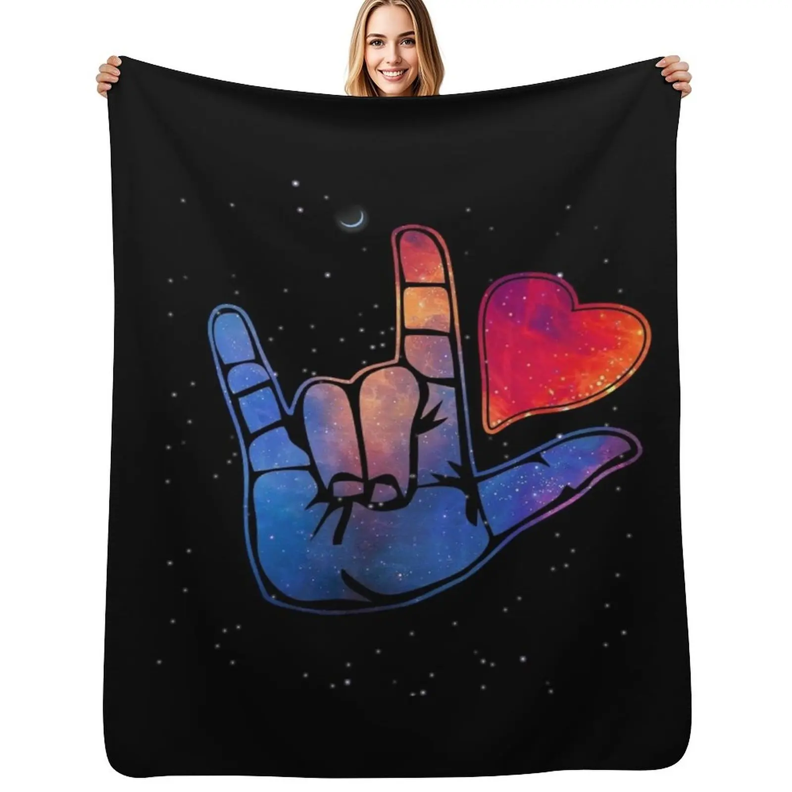 

I love you in sign language Throw Blanket Plush anime Luxury Brand Blankets
