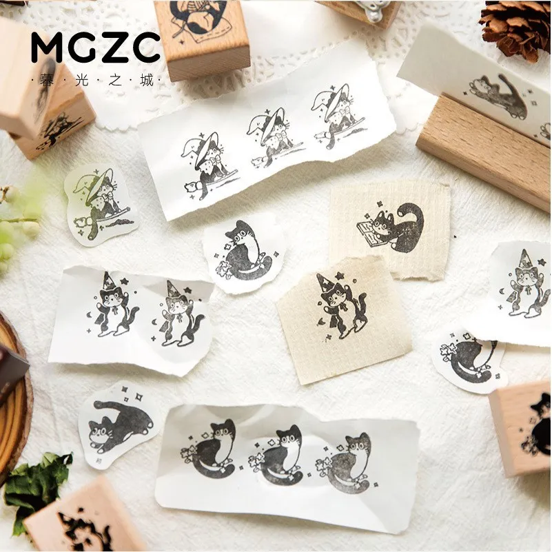 Vintage Lovely Cat Mini Cute Wooden Rubber Stamps For Letters Diary Craft Scrapbooking