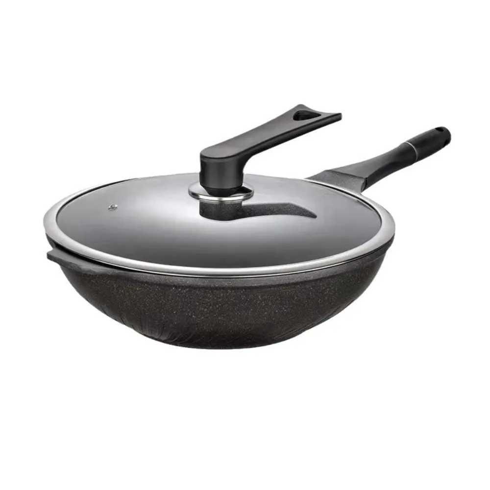 

KOSUN Nonstick Wok with Lid Gas Stove Induction Cooker Universal Flat Pan Chefs Pans for Household Cookware Kitchen Frying Pan