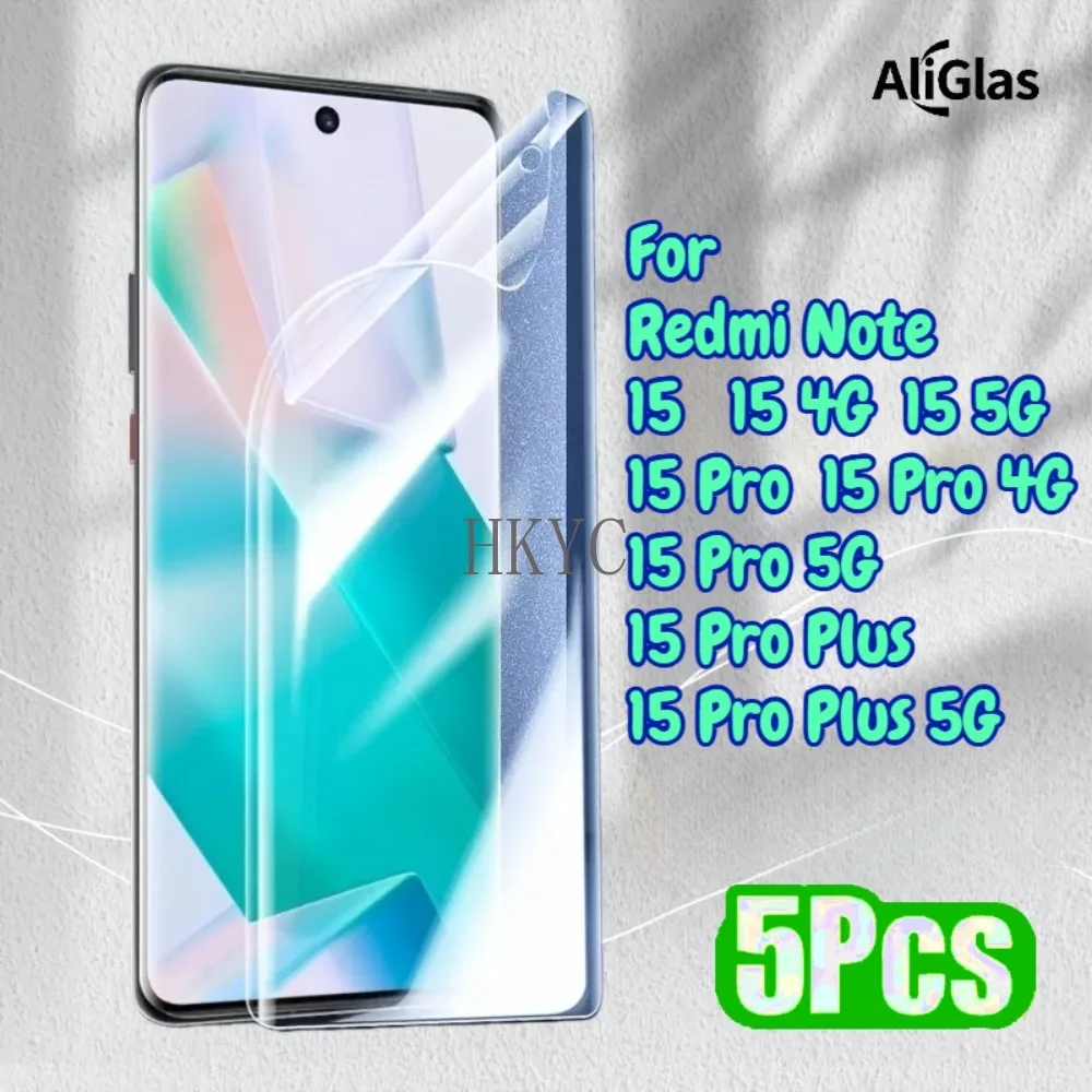 

5pcs HD Hydrogel Film Suitable for Xiaomi Redmi Note 15 4G 5G Not Glass Film For Xiaomi Redmi Note 15 Pro Plus 5G 15 Pro 4G 5G