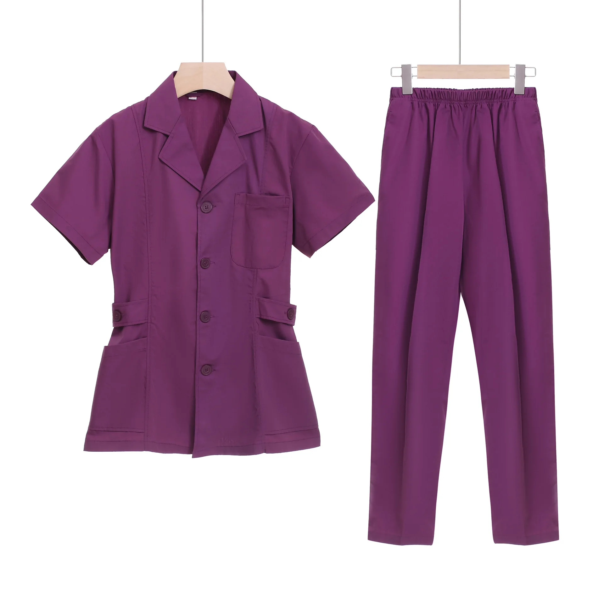 Verão feminino laboratório médico esteticista ambulatorial enfermeira dental vestido manga curta terno