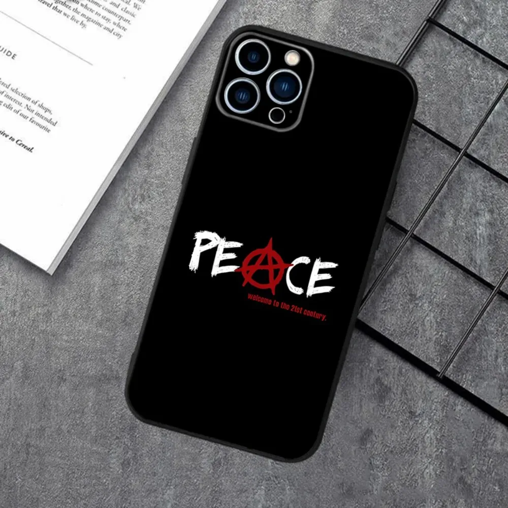Anarchy Symbol Phone Case For iPhone 16,15,14,13,12,11,XS,XR,X,8,7,Pro,Max,Plus,mini Silicone Black Cover