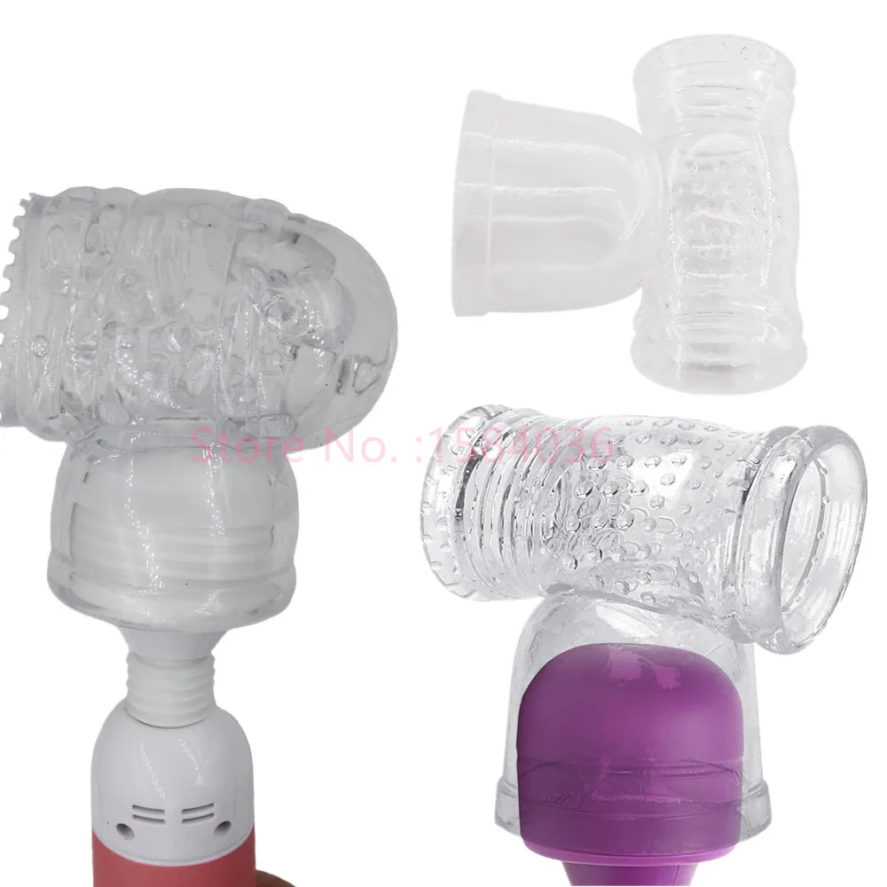 Transparent Magic Wand Attachment Penis Vibrator Masturbador Headgear AV Stick Rod Head Cover Sleeve Sex Toys Erotic Accessories