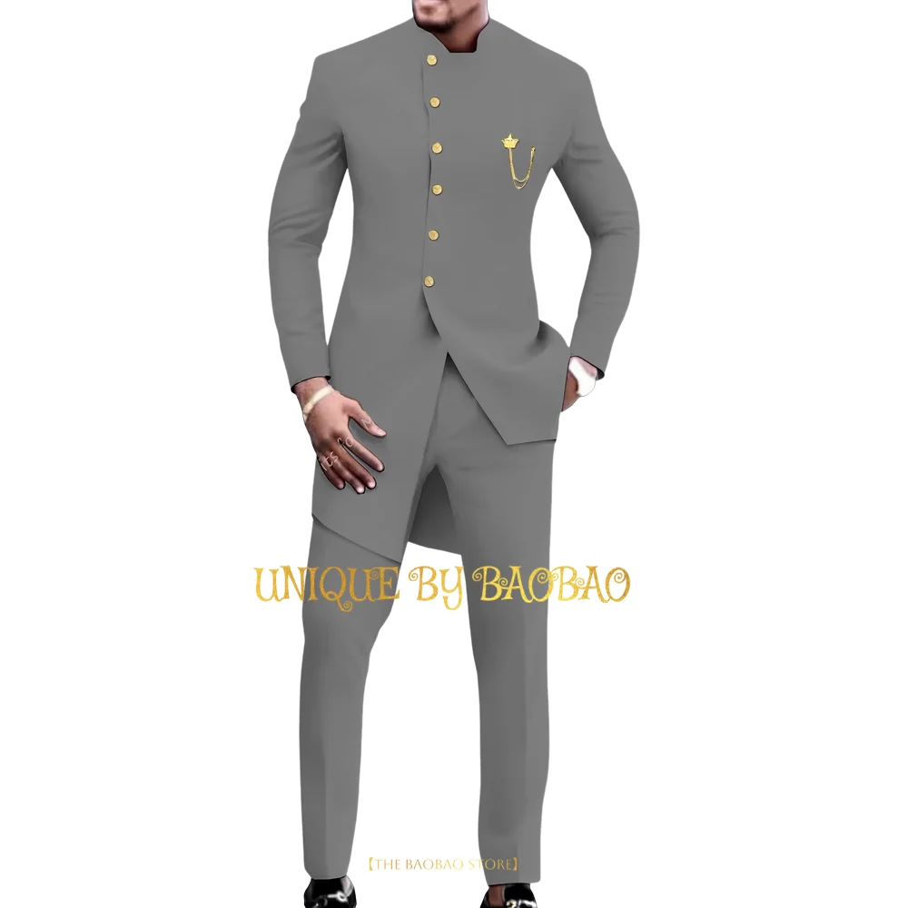 

Men's 2 Piece Party Suit (Blazer+Pants) African Long Sleeve Tuxedo Wedding Groom Banquet Birthday Easter Formal Custom Outfit