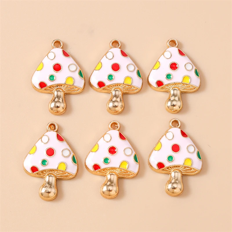 

20pcs 16x23mm Cute Enamel Food Mushroom Charms Pendants for Jewelry Making Necklaces Earrings Bracelets DIY Crafts Accessories