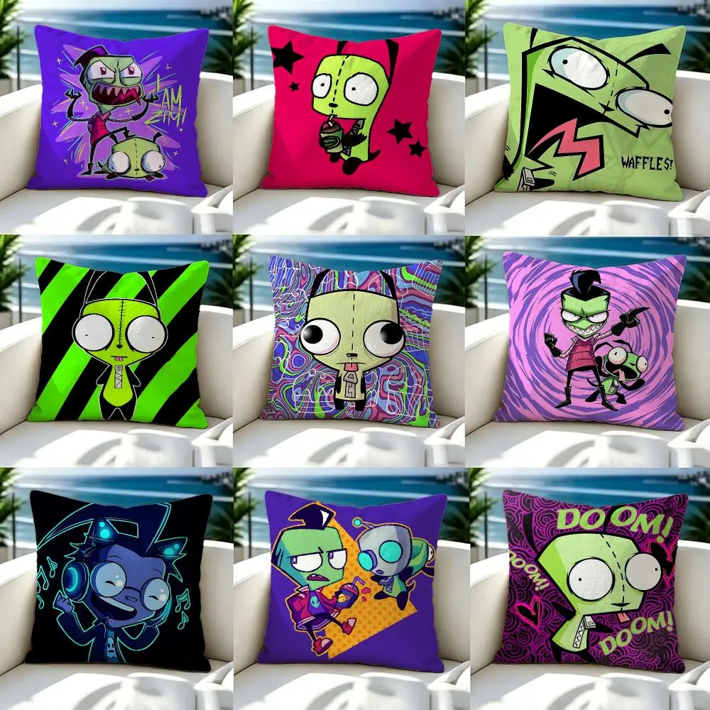 Cartoon ZIM Invader Zim Cushion Cover Soft Pillow Cover Two‑Side Printing Throw Pillow Case for Sofa Pillowcase Home Decoration