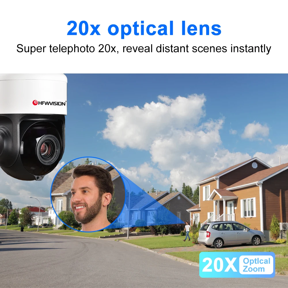 High Quality Ultra 4K 8MP IP66 Waterproof IP POE Camera 5-inch Home Security 20X Optical Zoom 360° AI Detection Smart Camera PTZ