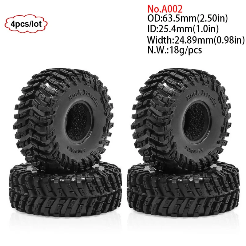 4PCS 1.0inch 57-67mm RC Crawler Tires Wheel Rim for 1/18 RC Rock Crawler Axial SCX24 Bronco AX24 TRX4M Defender FMS FCX18 FCX24 view 3