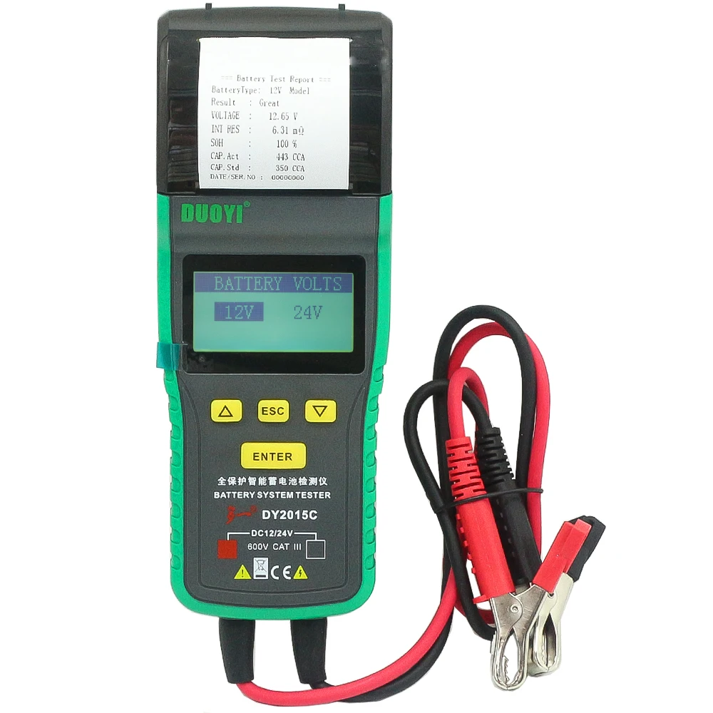 DY2015C Integrated 12V 24V Car and Motorcycle Battery Tester Internal Resistance Life Analyzer with Integrated Printer