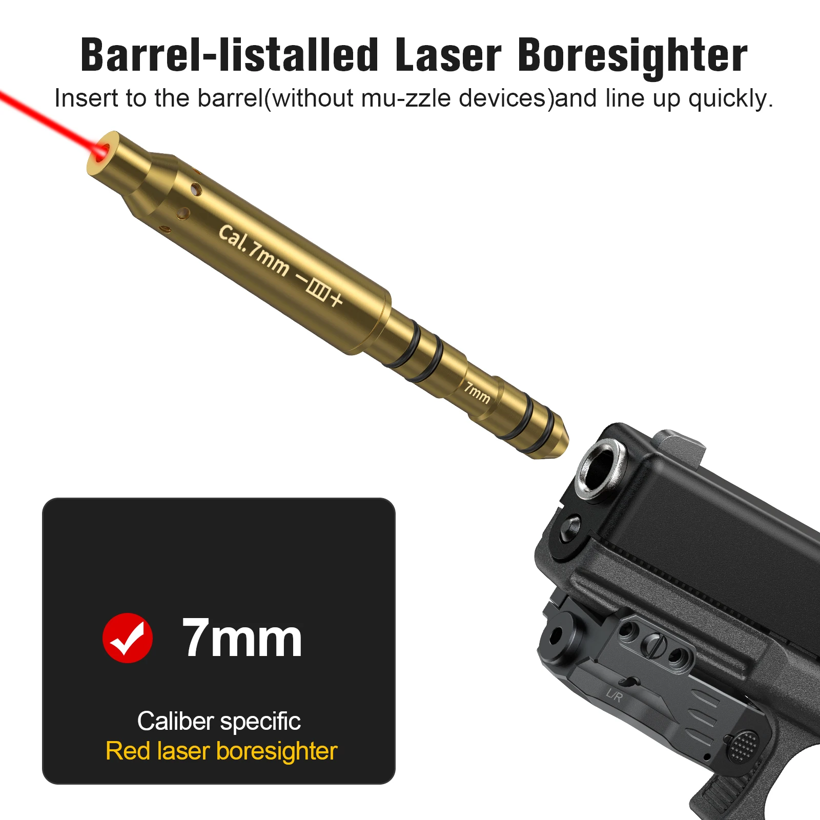 7mm Red Laser Calibration Tool - Hunting Accessories Training Shooting Calibrator