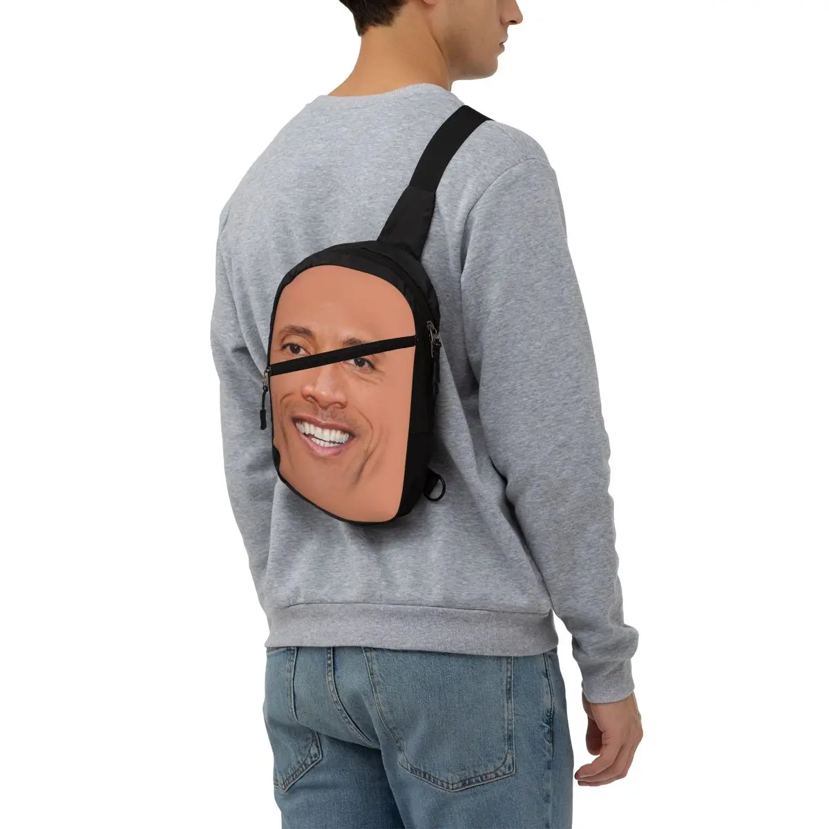 De Rock Dwayne Meme Sling Borst Tas Custom Crossbody Schouder Rugzak Voor Mannen Fietsen Camping Dagrugzak