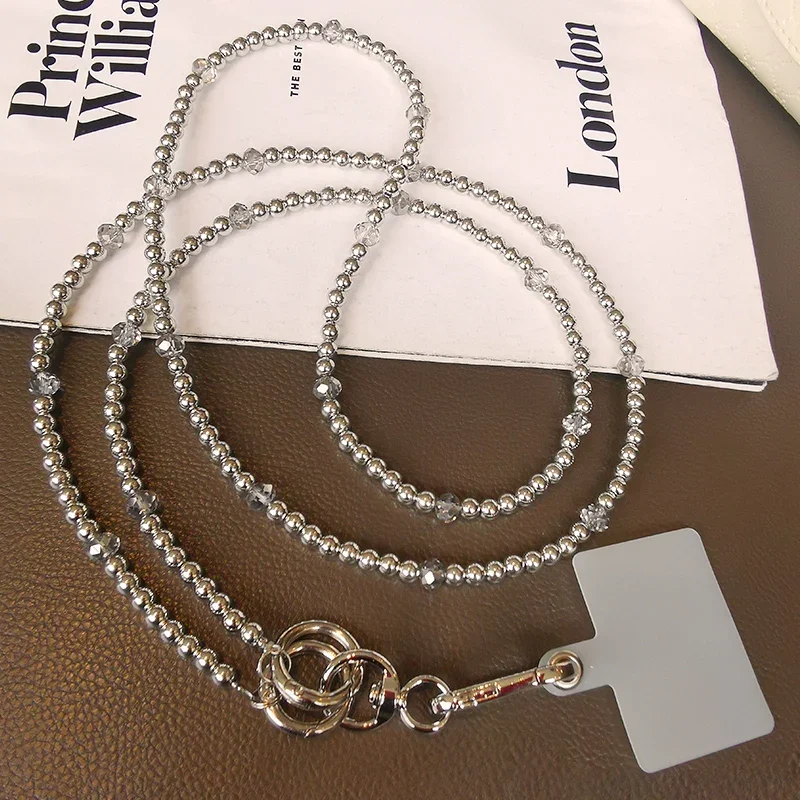 

Женский ремешок на шею, длинный ремешок через плечо с гальваническим покрытием и бусинами ручной работы