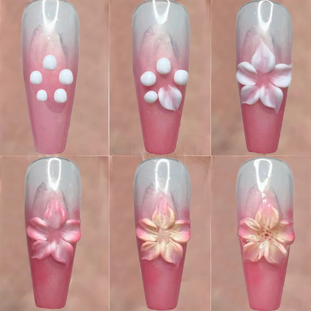 

5/15ml Non-Sticky Hand 3D Crystal Flower Carving Gel Nail Polish Clear/White/Pink Builder Extension Gel for DIY SculptureModelin