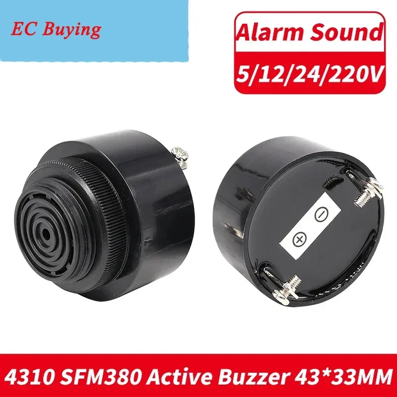 1PCS 4310 Alarm Sound DC5/12/24V AC220V SFM-380 High Decibel Beep Active Buzzer Piezoelectric DC Speaker Car Dedicated