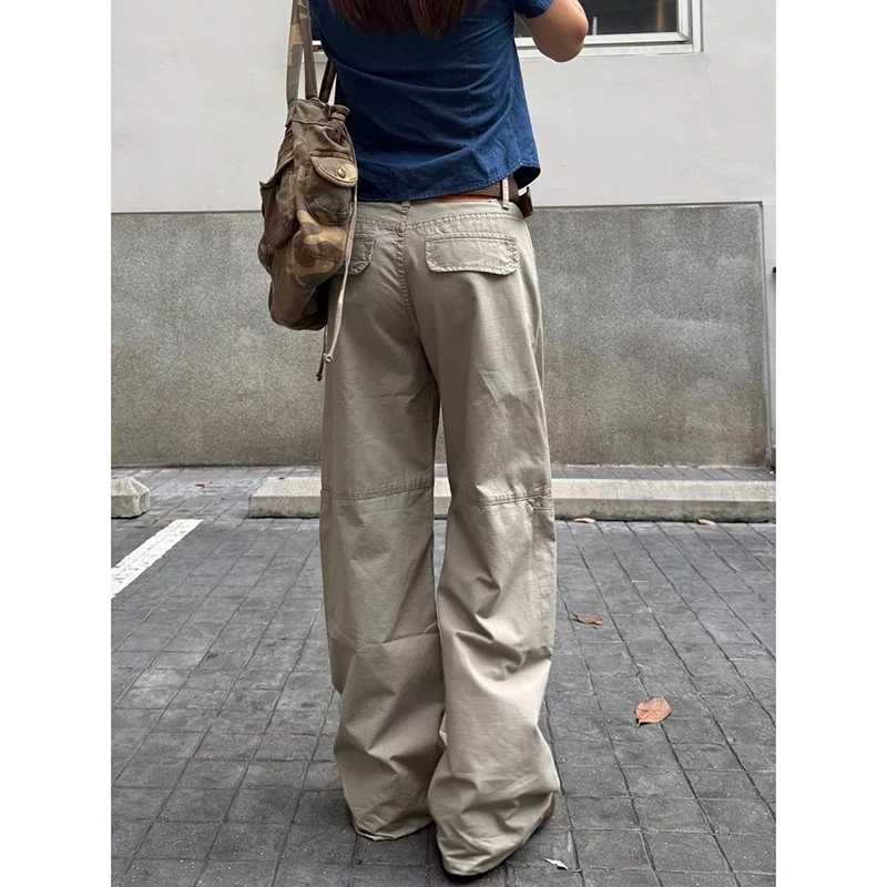 

Женские винтажные брюки-карго цвета хаки Y2k, уличная одежда с Mutil Pockets, Harajuku, джинсы-бойфренды 2000-х, 90-х годов, большие брюки в стиле гранж, одежда