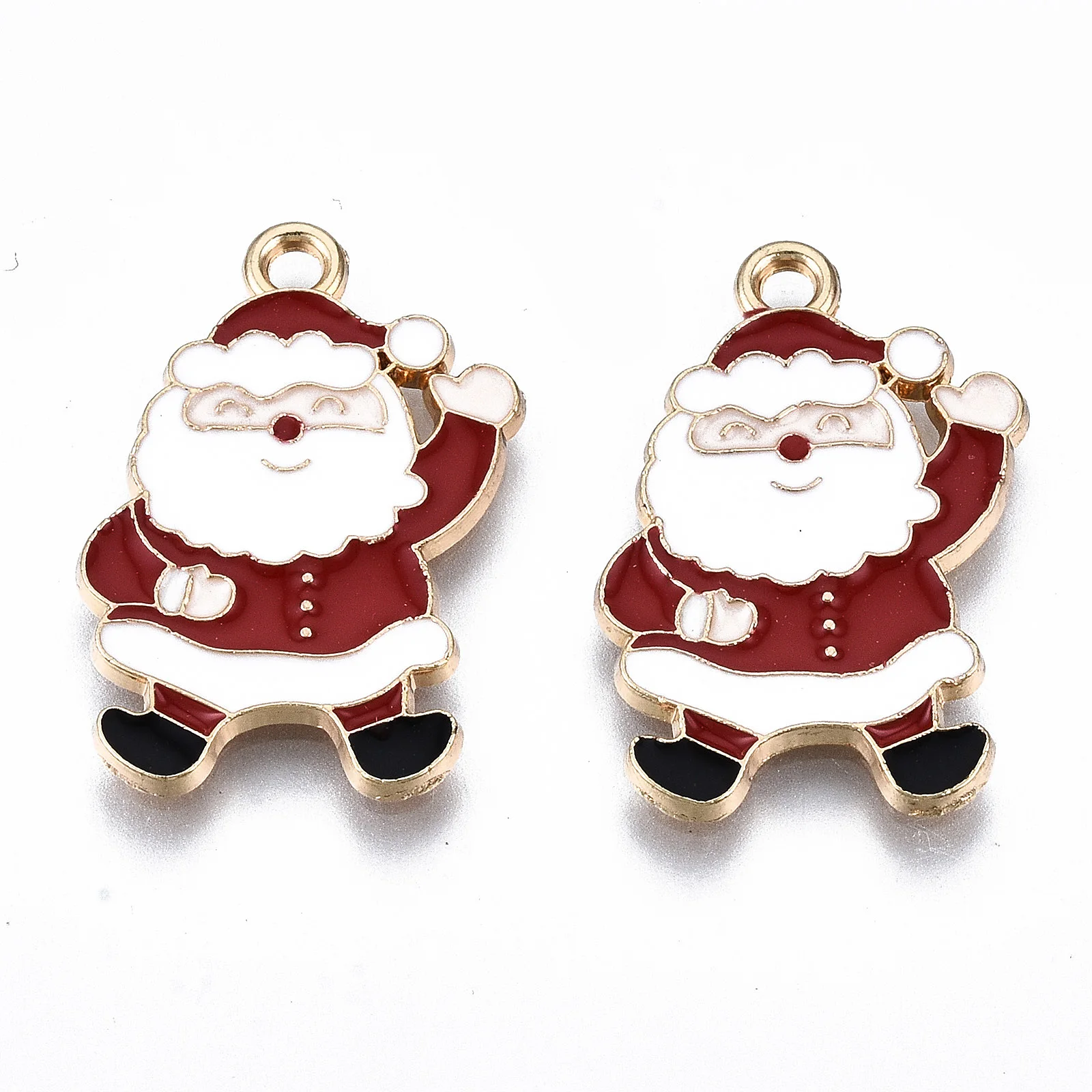 

10pcs Metal Enamel Pendants Christmas Santa Claus Light Gold Red for Making DIY Jewelry Necklace Bracelet Earring Craft Charm