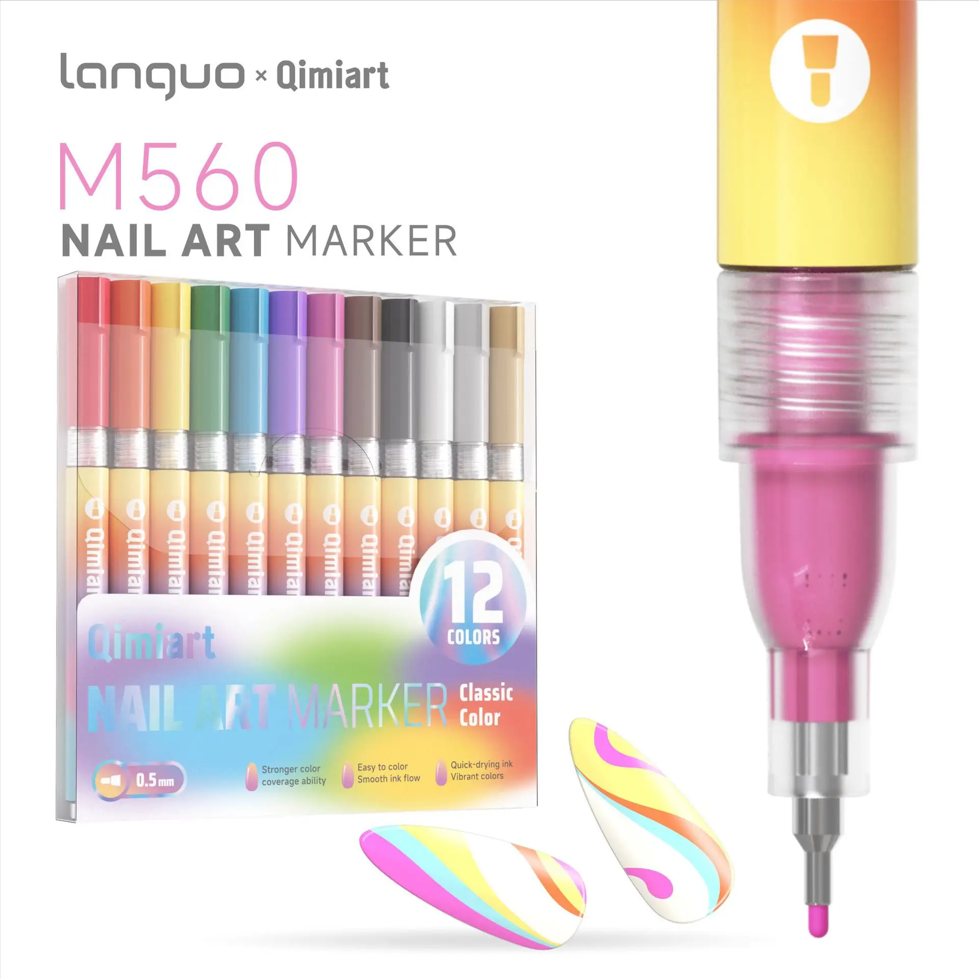 

12 шт./компл., красочная водостойкая ручка для дизайна ногтей, граффити, сделай сам, 3D маркер для ногтей, ручка для рисования, абстрактная линия, маникюрный инструмент, лайнер для рисования