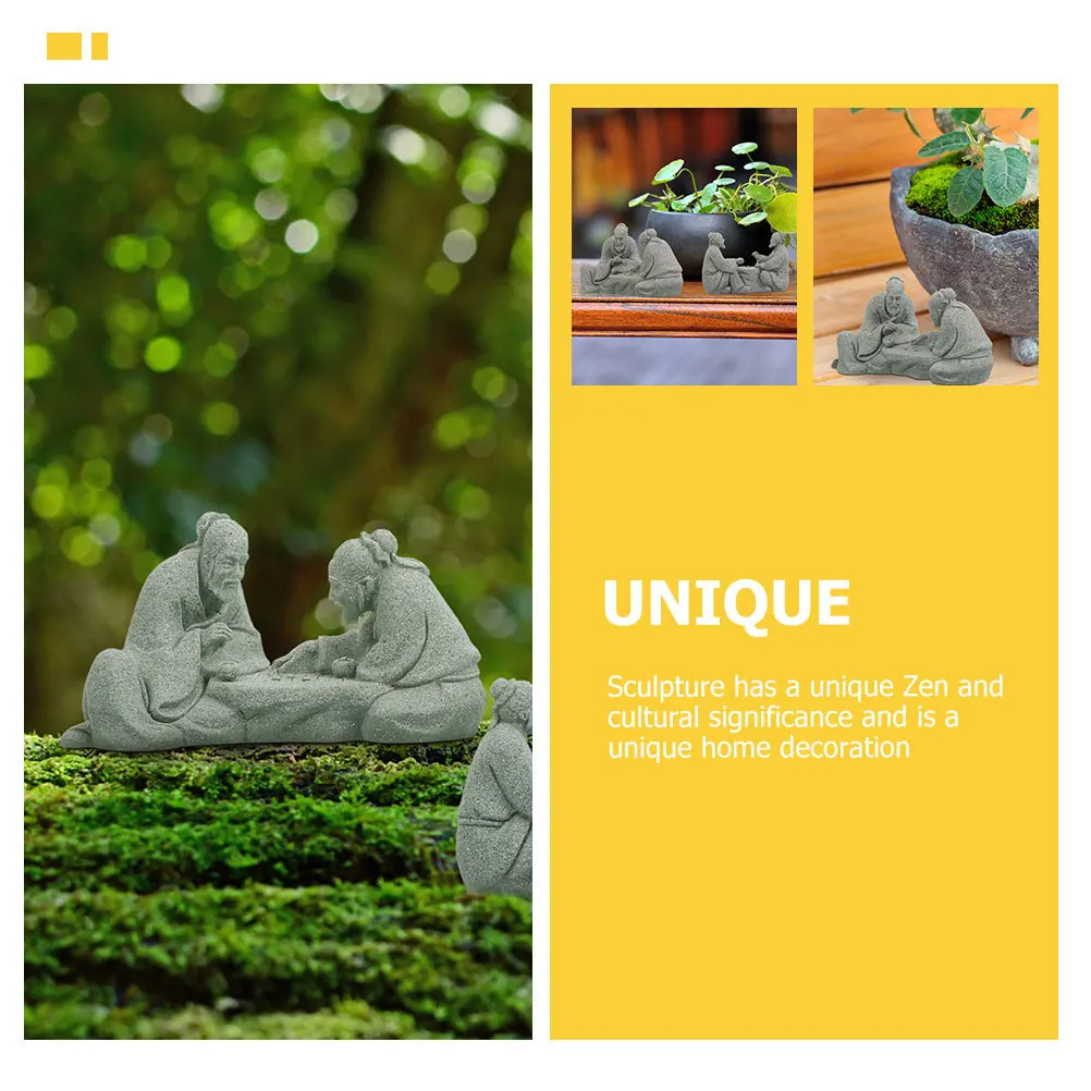 

2Pcs Chinese Elder Statue Fine Sandstone Craft Bright Smooth Finish Home Office Desk Decor Gift with Cultural Significance