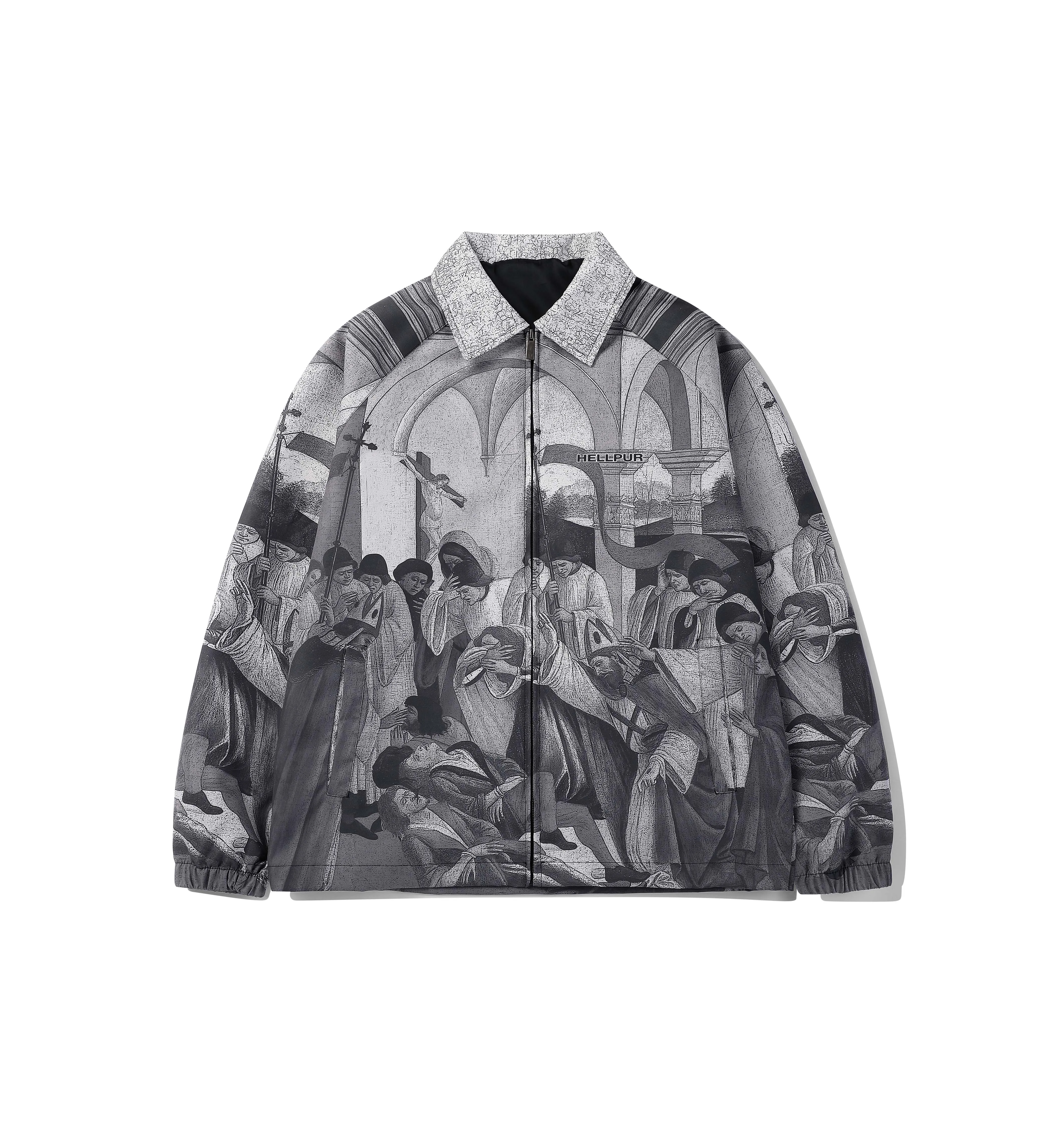 

"Miracle" Oil Painting Theme Printed Casual Jacket with Full Print Trendy Cuban Collar Jacket
