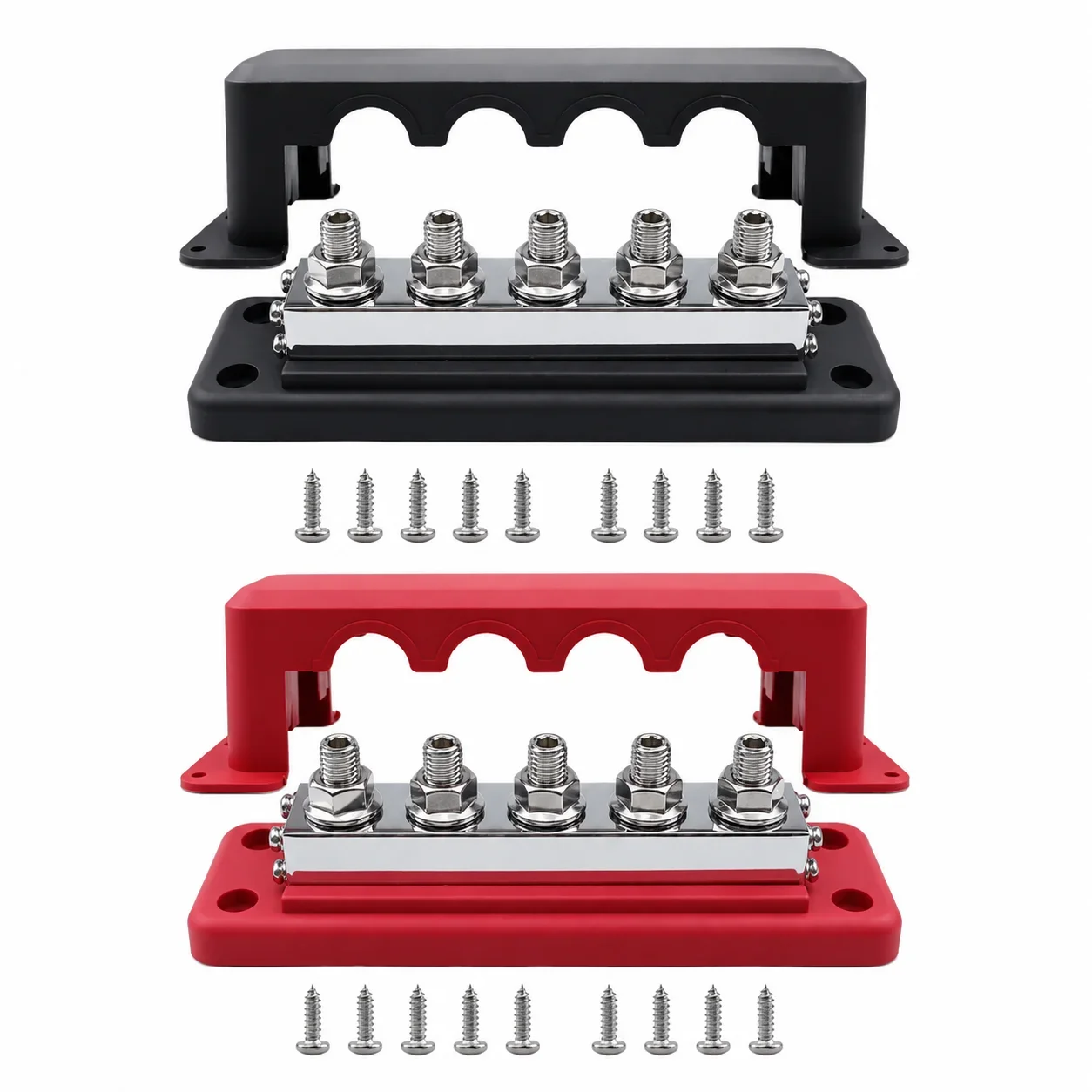 Power Distribution Bus Bar 600A 24V with M8 and M10 Terminals for Battery Wiring in Cars Boats RVs and Marine Electrical Systems