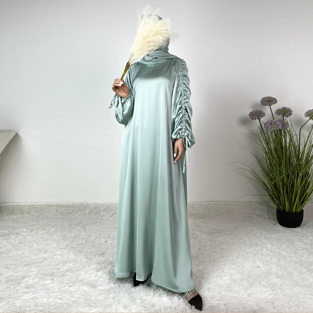 Dubaï luxe Abaya pour les femmes musulman Satin Maxi Robe Eid Djellaba Ramadan Islam vêtements turquie caftan Robe Caftan Marocain Robe