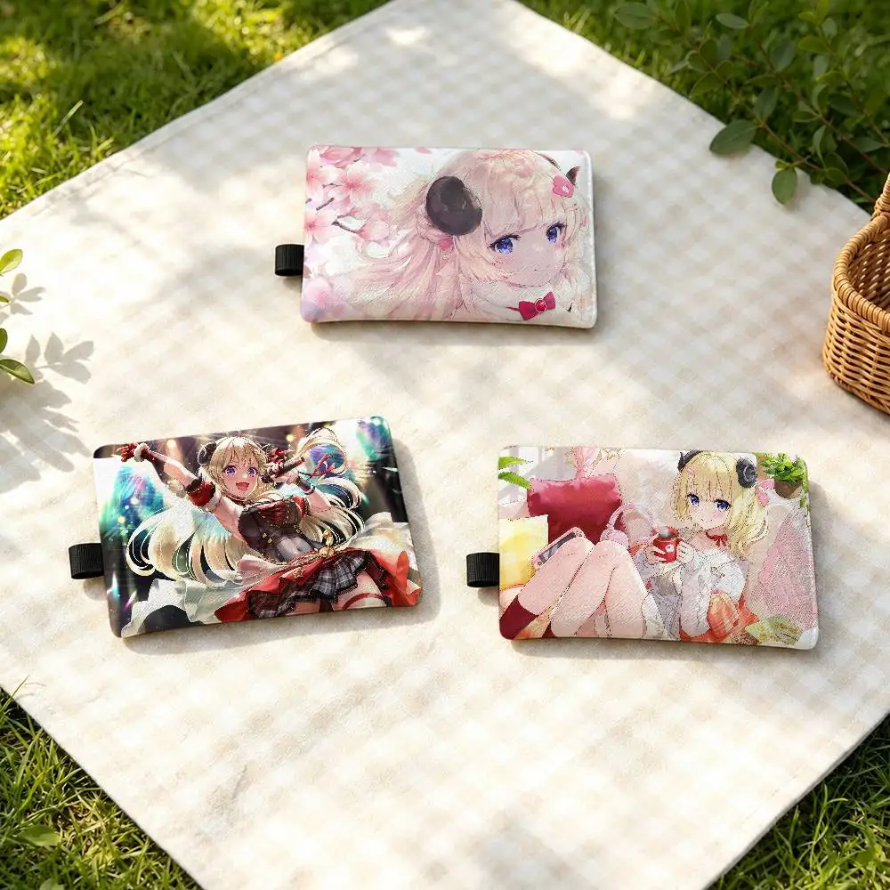 Cute T-Tsunomaki Watame Waterproof Zippered Coin Purse – Lightweight Hanging Wallet For Coins ID Cards