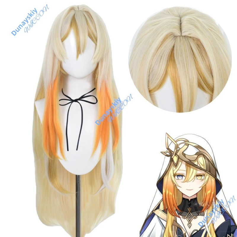 

Halloween Party Cosplay Wig Hexenzirkel Gold Four Shades Blonde Orange Long Hair for Genshin Impact Rhinedottir Naberius
