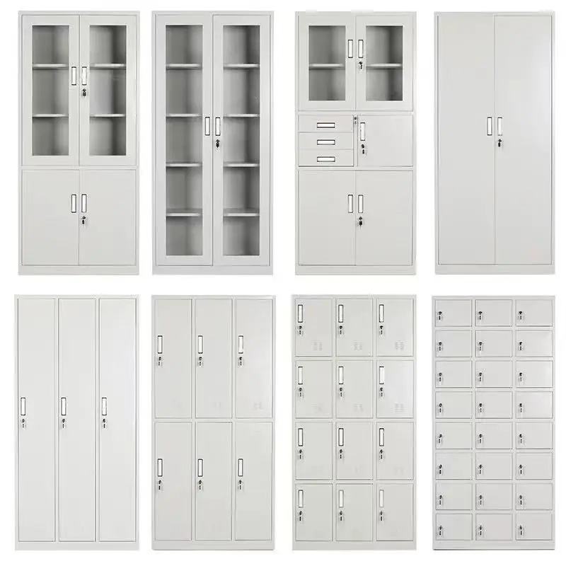 خزانة ملفات أثاث مكتبي حديثة بـ 5 أبواب من الفولاذ المتين مع باب زجاجي لصالة الألعاب الرياضية المدرسية والمكتب أنيق وأنيق #6