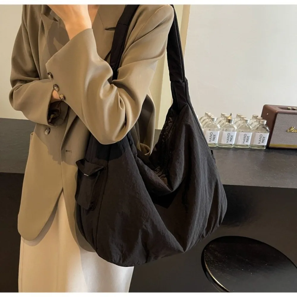 

Casual Canvas Crossbody Bag Soft Texture Large Capacity Shoulder Bag Solid Color Women Handbags Women
