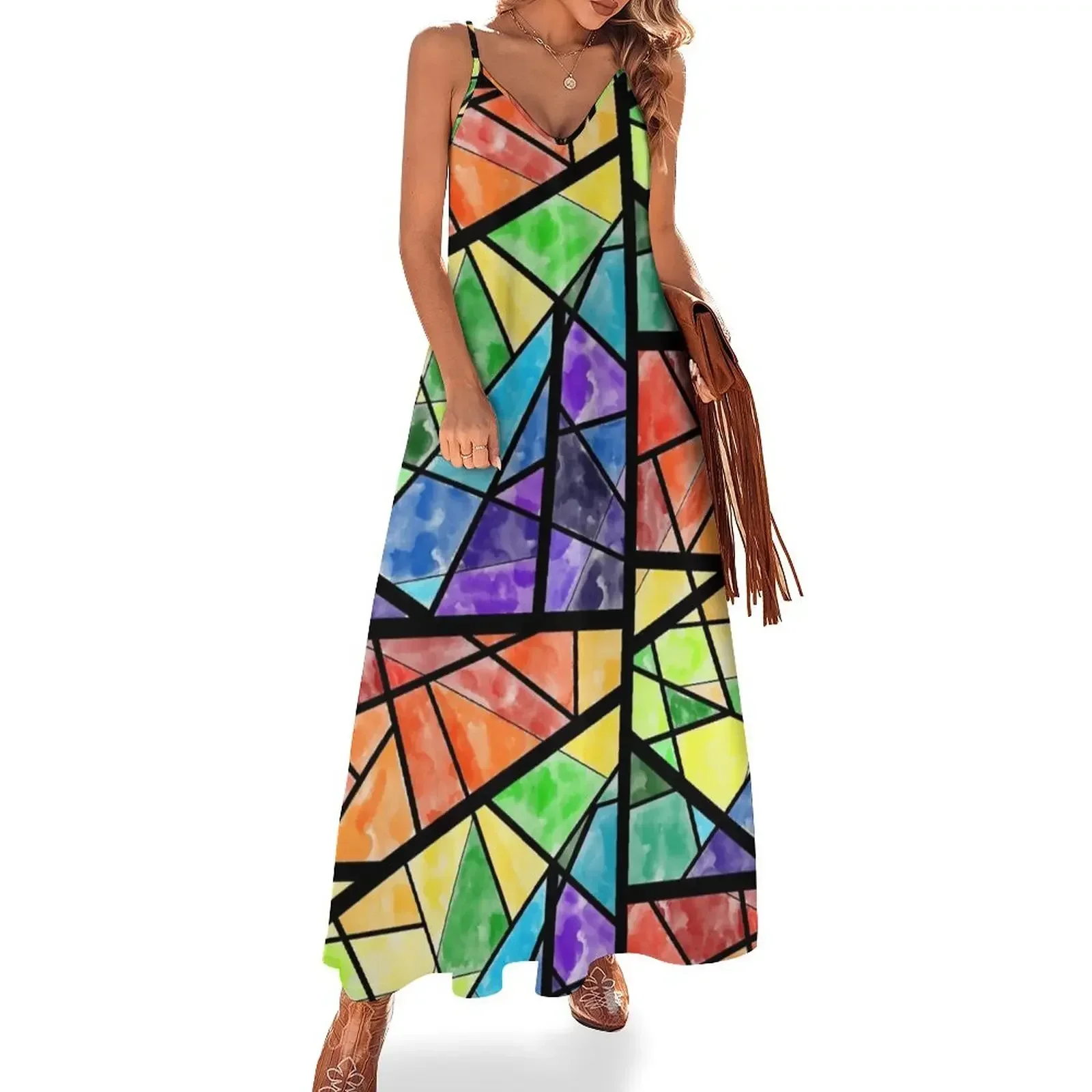 

Stained glass gay dark Sleeveless Dress evening dress women evening dress