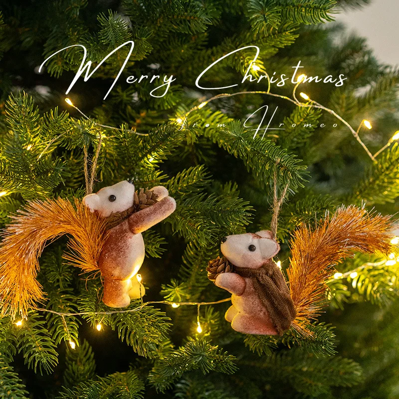 

Squirrel Ornaments For Christmas Tree Simulation Squirrel Christmas Tree Decorations Pinecone Creative Decoration For Front Door