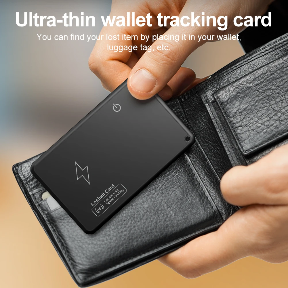 Wireless Charging Wallet Tracker Card Waterproof Work with Apple Find My App Thin GPS Item Finder for Luggage Tag Purse Passport