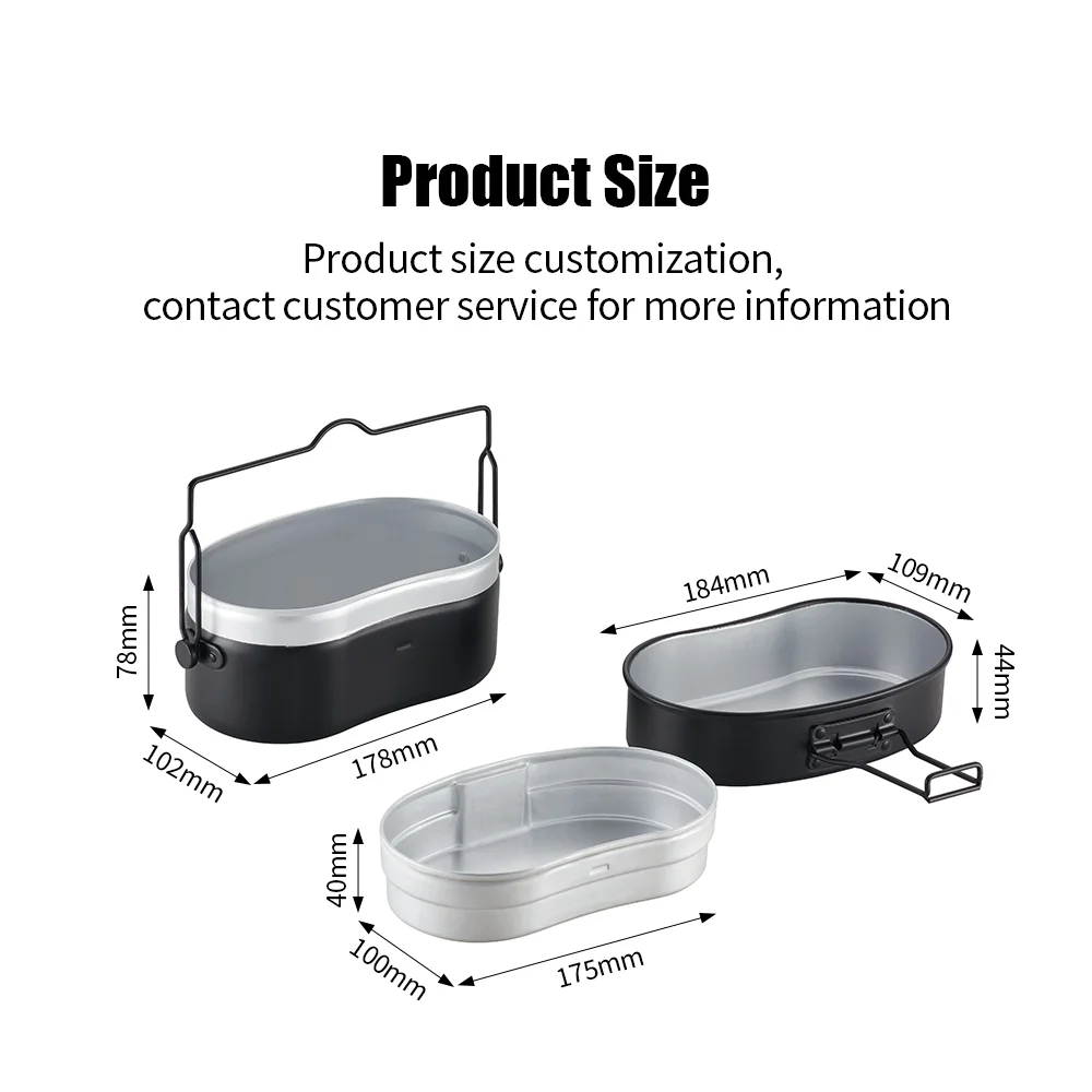 Outdoor Lightweight Camping Lunch Box Hiking Aluminum Camping Stackable Nesting Mess Tin