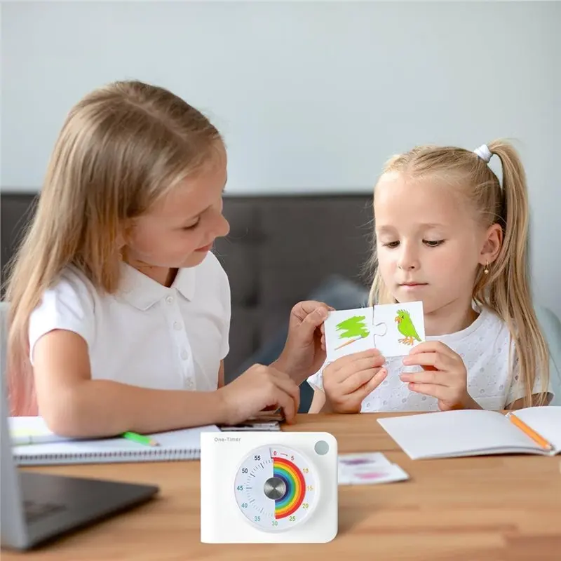 Fresh Countdown Timer 60 Minutes Rainbow Pattern Visual Desk Timer Magnetic Operation Time Management Tool For Office Home