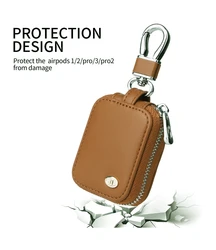 Leather Protective Cases Bluetooth Headset Bag for Apple Airpods 1 2 3 Air Pods Pro Pro2 Universal Case with Mesh Pocket